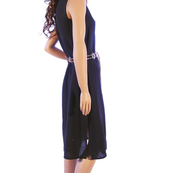 EILEEN FISHER Swan Dive Sheer Black Textured Irish Linen Button Down Dress S - Picture 4 of 8